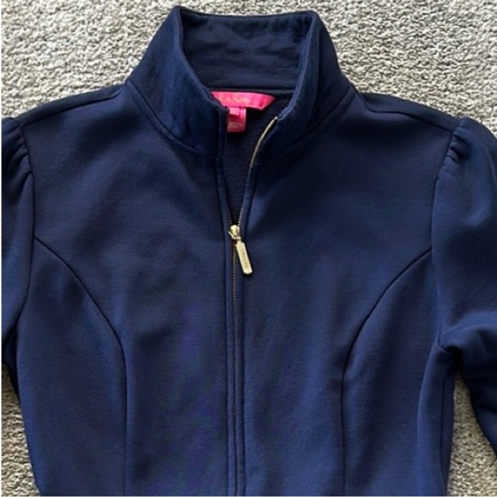 Lilly Pulitzer Azela Ruffle Fleece Jacket in True Navy - Picture 5 of 7